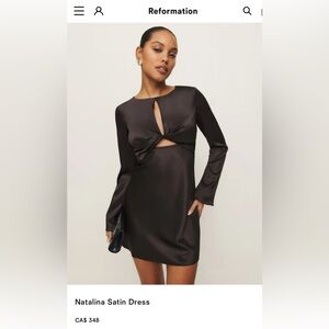 Reformation Black Twist Front Long Sleeve Dress